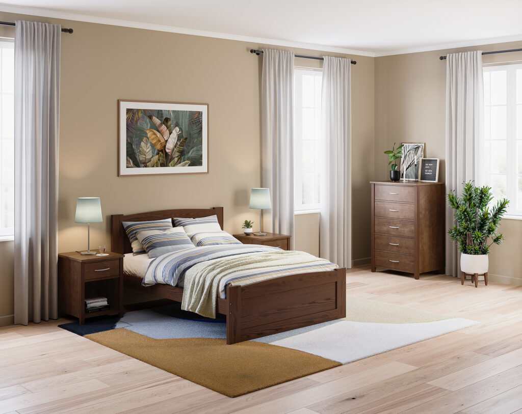 Classic Solid wood bed, with Endure dresser, nightstand