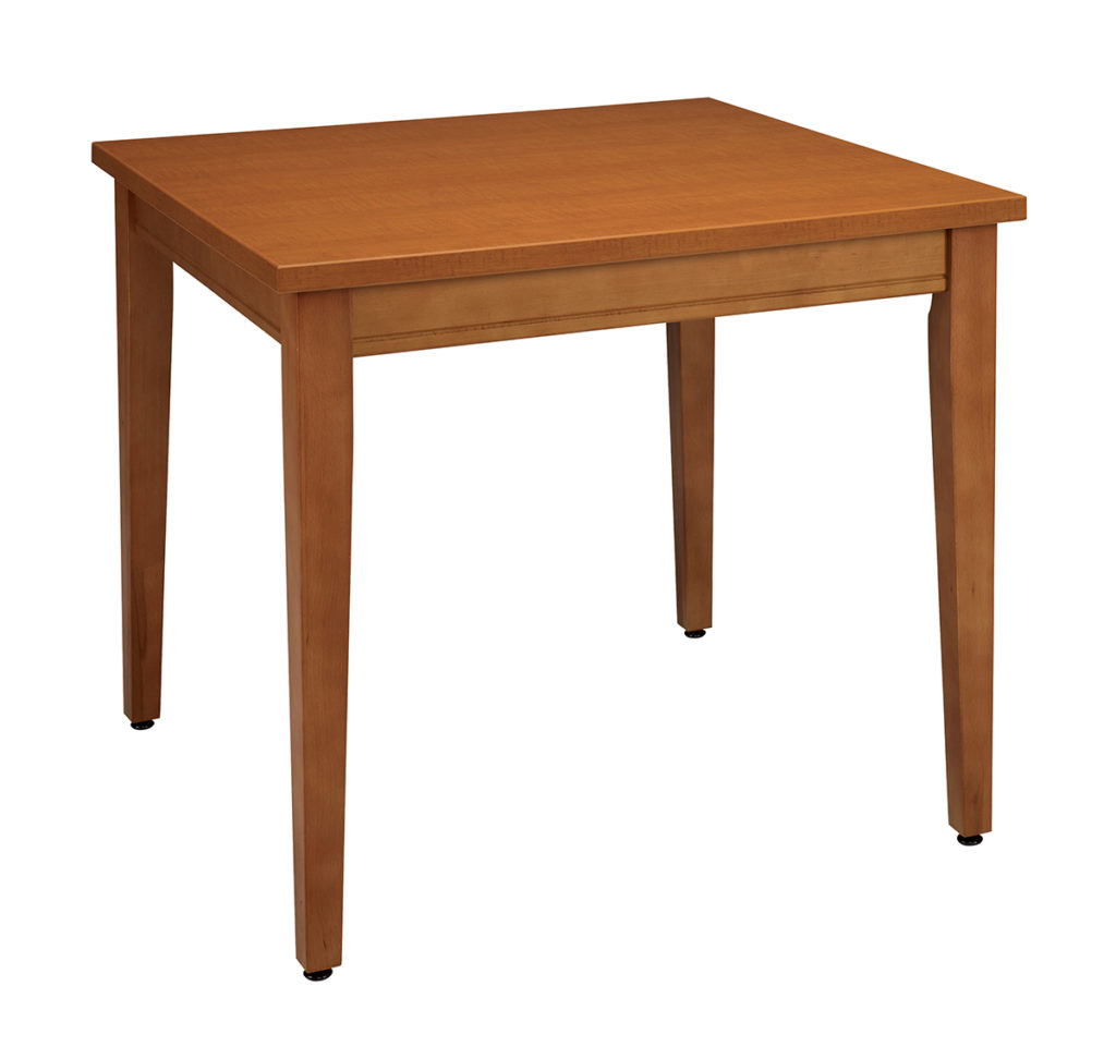 Strong tapered leg table in solid wood, available in multiple sizes