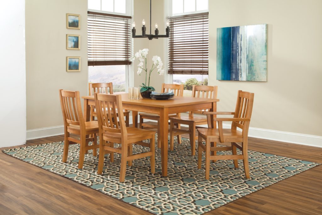 Strong solid beech construction table and chairs for 6 people