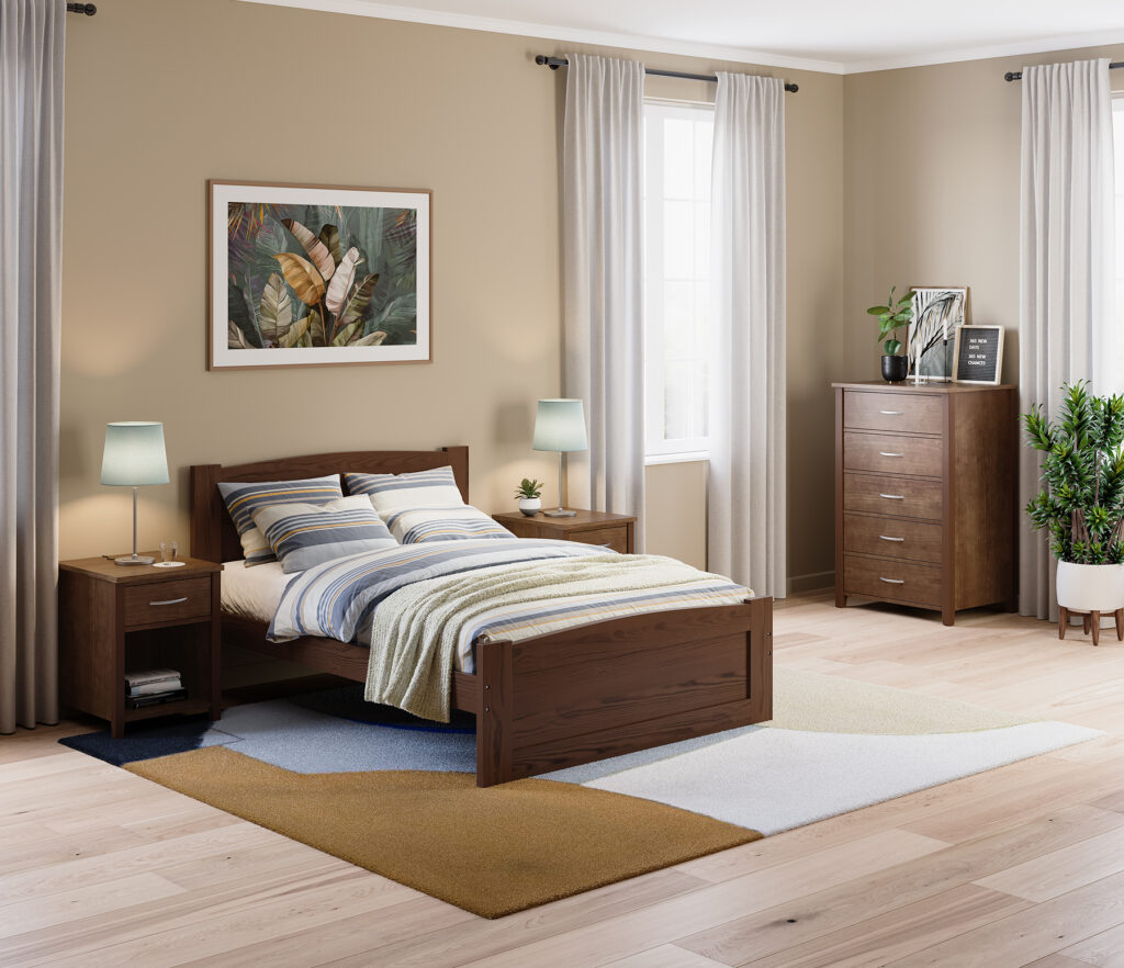 Classic solid wood bed with Endure dresser and nightstands